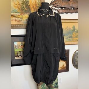 Vintage 1980s-90s CS Signature Classic Black Trench Coat Women's L-XL